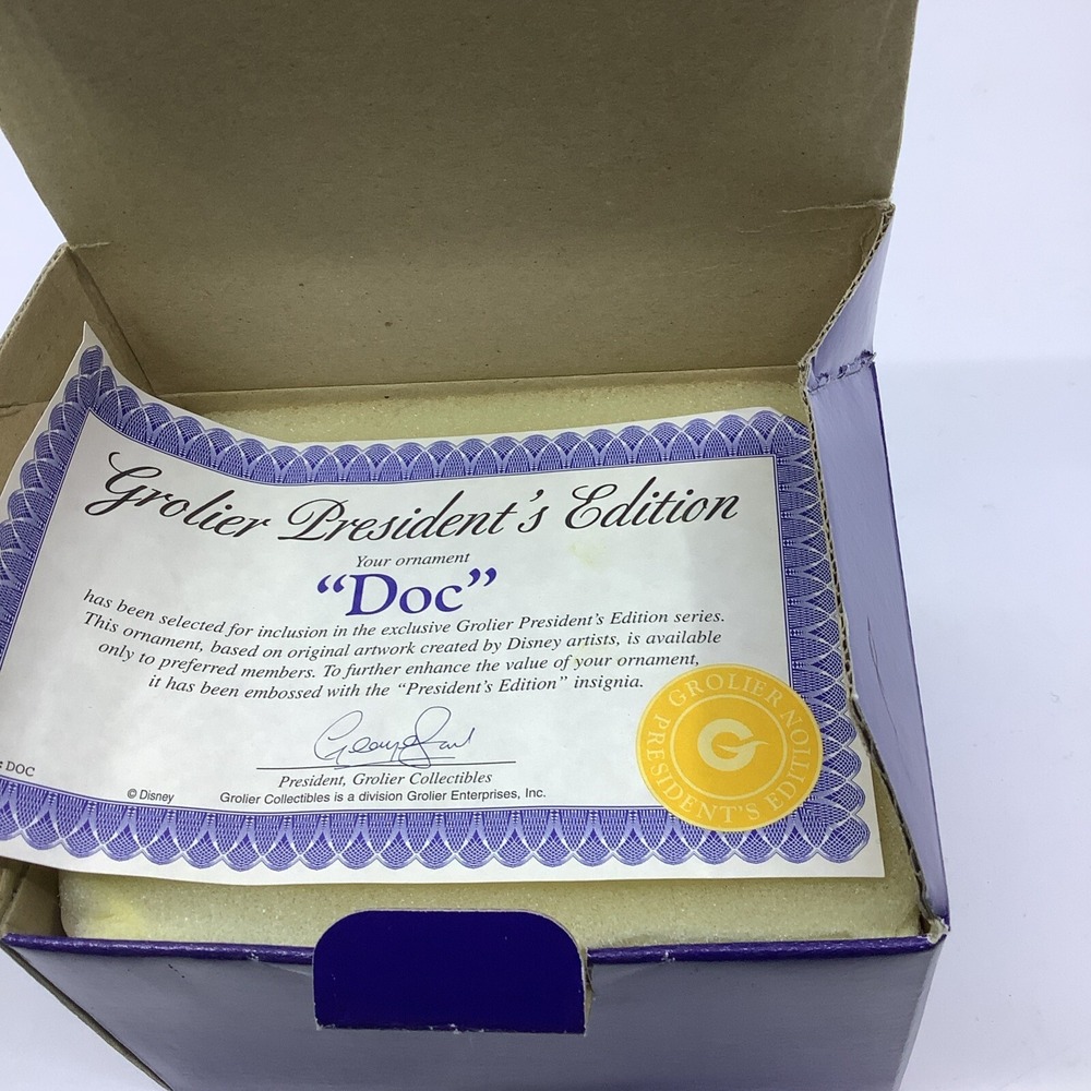 Disney Grolier Doc From Snow White President's Edition Collectible Ornament - Picture 9 of 9